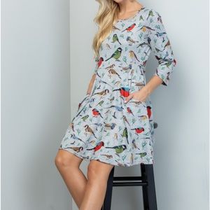 LA Soul Bird Print Dress- size L